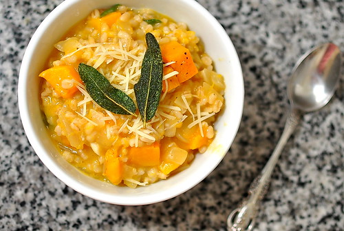 Barley Risotto with Butternut Squash and Fried Sage