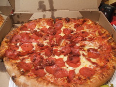 Pepperoni and sausage pizza