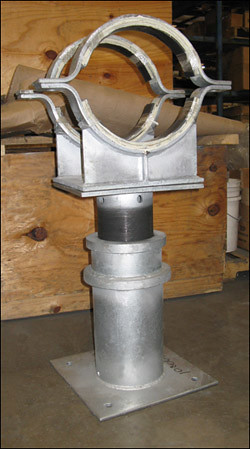 Custom Elevated Pipe Shoe-Clamp Designed for a 12" Diameter Transfer Line in a Polymer Plant