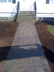 Stucco steps with wall and walkway