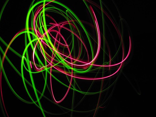 Green and red light painting