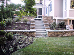 WM Chuck Eblacker 11, B3, steps, retaining wall, free standing wall, PA blue stone, flat cap stones