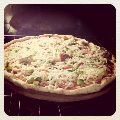 Pizza's in the oven!