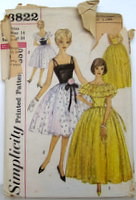 Simplicity 3822 Vintage 50s Cocktail Formal Evening Short and Long Dress Size 14 Bust 34