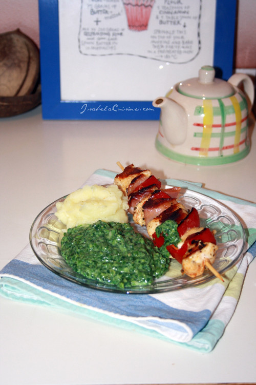Grilled chicken with spinach puree