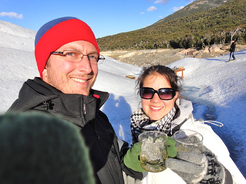 Wendy and Dusty Enjoying Jim Beam on Glacier Ice