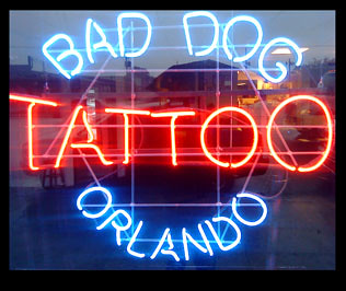 bad dog tattoo orlando florida neon