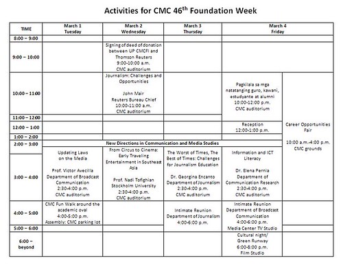 Activities for CMC 46th Foundation Week