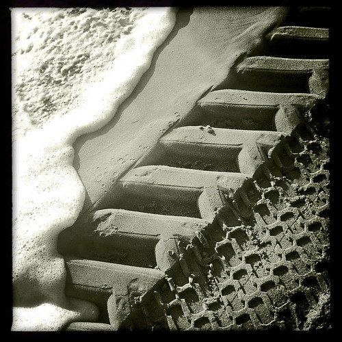 Tracks and sand.