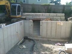 bulkhead on foundation with wall behind