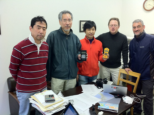 Met volunteers for #safecast.org in koriyama and handed a Geiger counter and geotagging iPhone to start data reporting