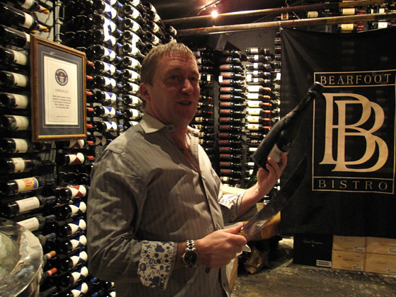 Andre St. Jacques in the cellar