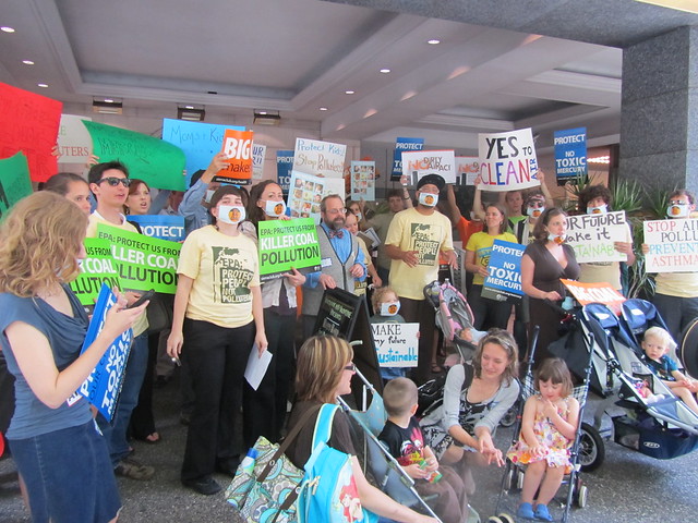 activists demonstrate during EPA hearing in Philadelphia