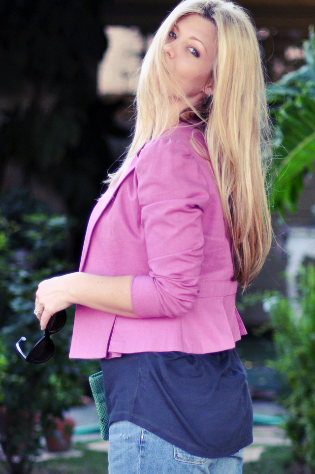 pink jacket + hair      