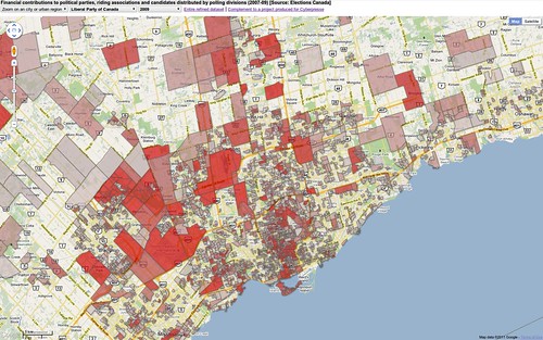 Contributions to Liberals 2009 - Toronto area