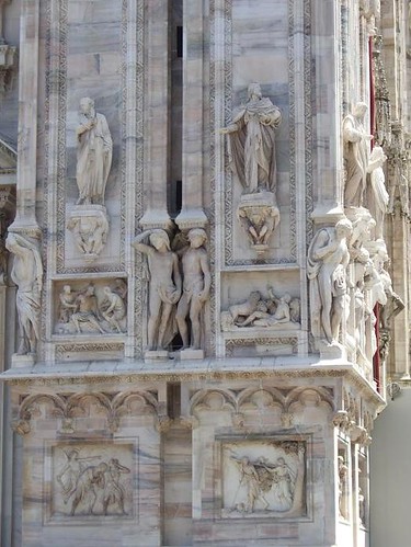 beautiful decoration on facade of cathedral in Milan