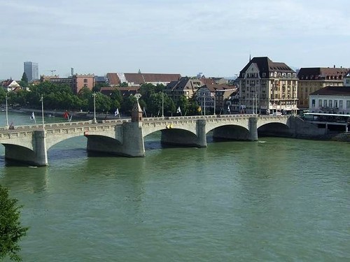 Mittlere Brücke, Basel crossing the river Rhine