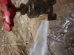 Bumang'ale Nursery School well-water flowing during test pumping