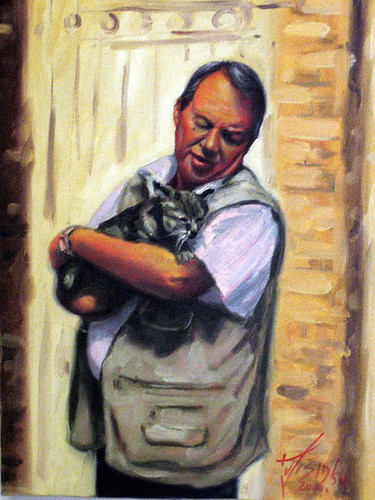 Portret Dragan Knapik i mačka