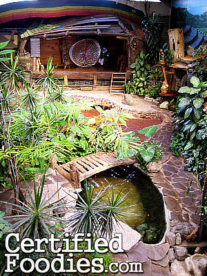The mini stage and fish pond inside Oh My Gulay in Baguio - CertifiedFoodies.com