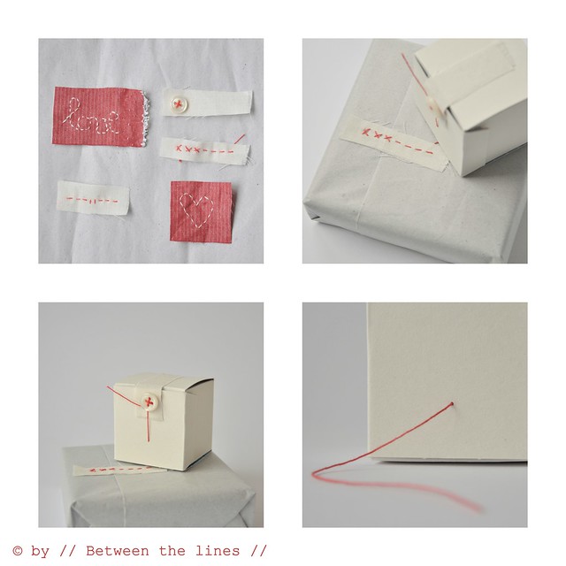 // Between the lines //: Valentine's Day :: DIY embroidered tape and a box