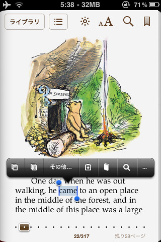 Action Menu on iBooks with DRMed book open