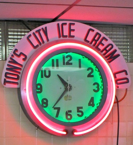 Tony's City Ice Cream Neon Clock