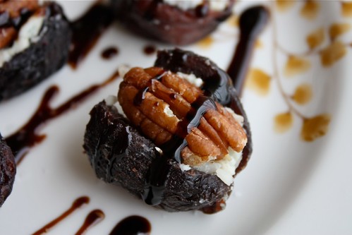 Cheese Stuffed Figs with Toasted Pecans and Balsamic Drizzle