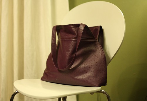 purple leather bag
