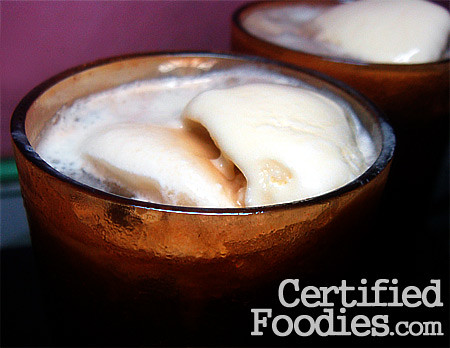 Root beer float using Zest-o and Nestle Vanilla Ice Cream - CertifiedFoodies.com