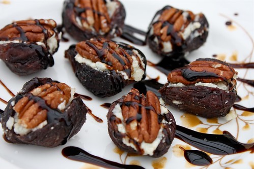 Cheese Stuffed Figs with Toasted Pecans and Balsamic Drizzle