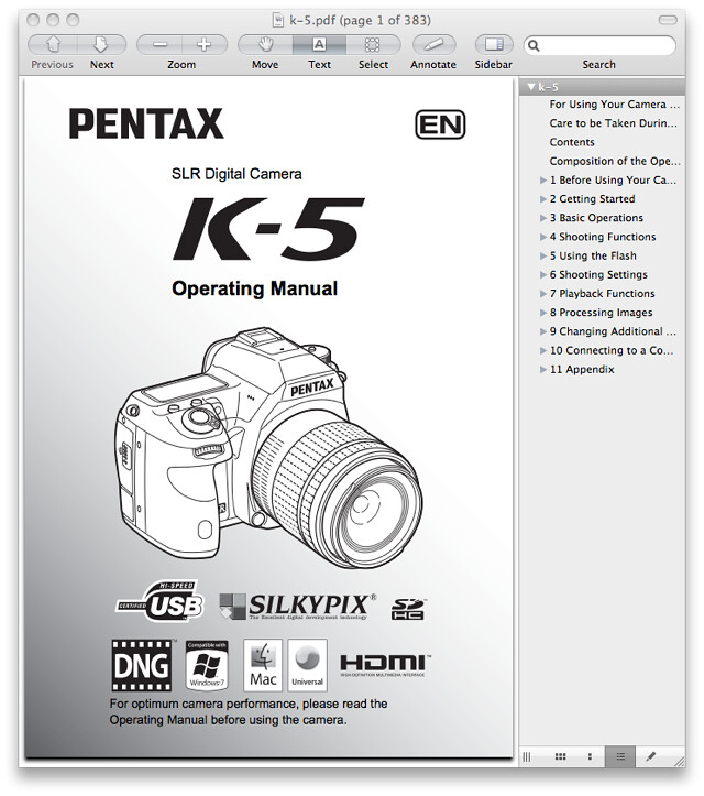 Pentax K-5 Manual