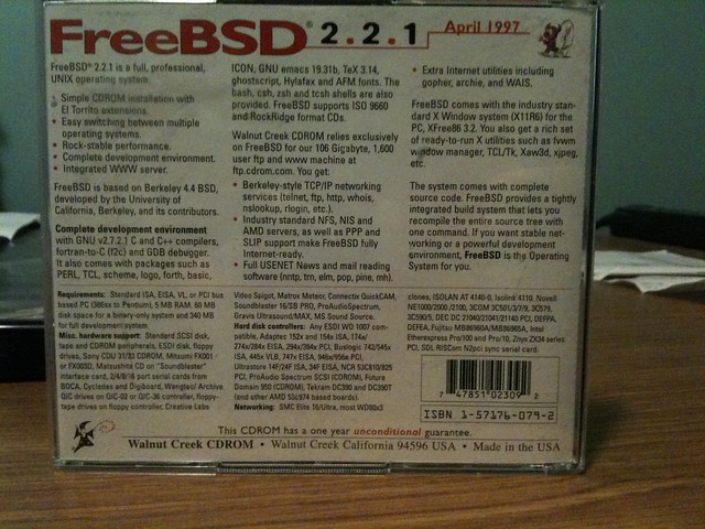 FreeBSD 2.2.1 Back Cover