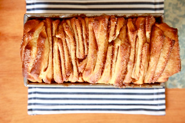 overhead view of pull apart bread