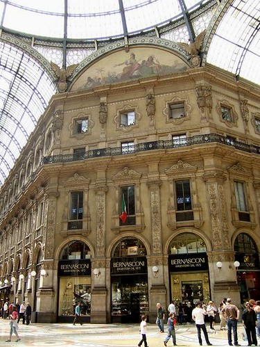 beautiful decorated building in shopping gallery in Milan