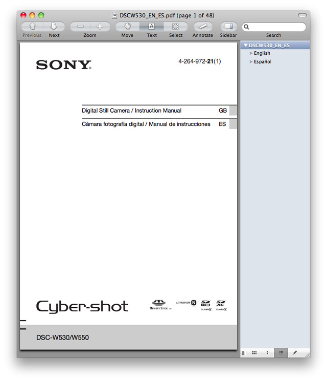 Sony W530 Manual