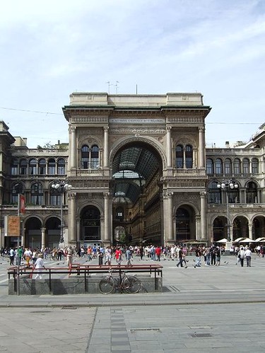 entrance gate to famous shopping gallery in Milan
