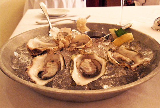 oysters with fresh horseradish and red wine mignonette