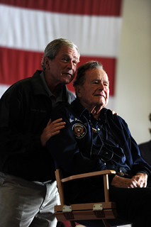 Former Presidents George H.W. Bush and George W. Bush