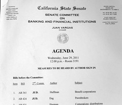 AB 361 at CA Senate Committee on Banking and Financial Institutions