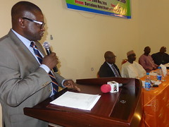 Prof. SOJI ADELAJA Chairman of Presidential Intiative for North East addresing the  participants at the meeting.