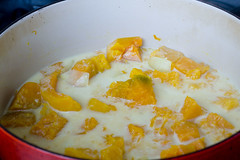 simmering Calabaza and Butternut Squash