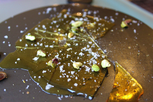 Pistachio and salted caramel glass 