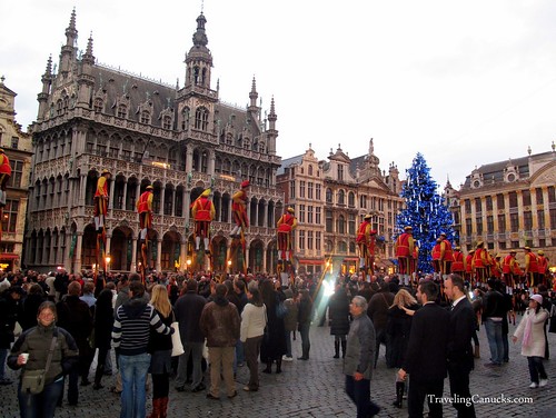 Stilt Walkers in Brussels Main Square