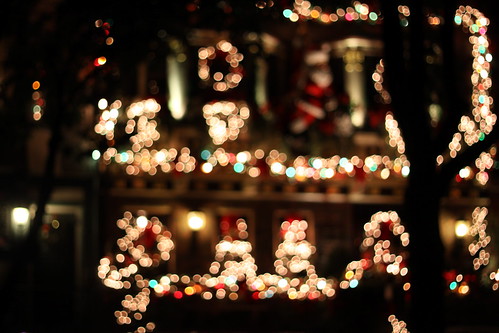 Christmas Lights Bokeh, House in Castro, San Francisco