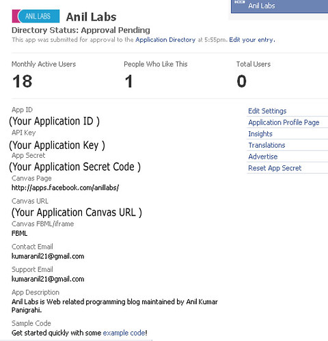Simple steps to build the facebook application | Anil Labs