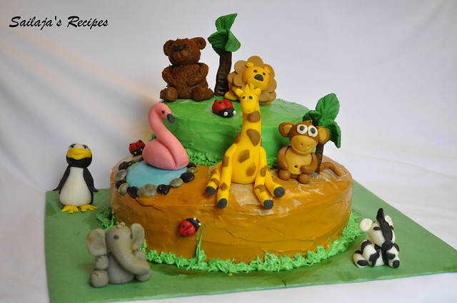 Sailaja's Recipes: Jungle Theme Baby shower cake for my friend