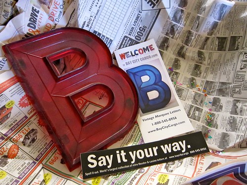 Letter B - Vintage Marquee Letter From Bay City Cargo