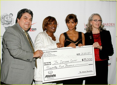 Halle Berry donating a cheque of $75,000.