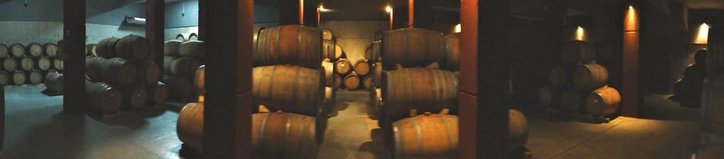 Barrels in the Cellar at Vistandes Winery